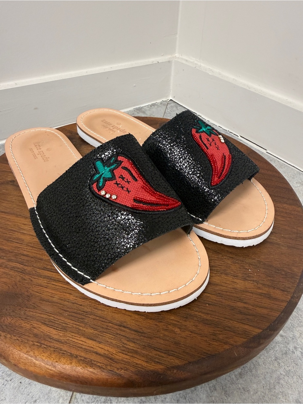 Kate Spade Ixtapa Chili Pepper Leather Slide Sandals Size 8M